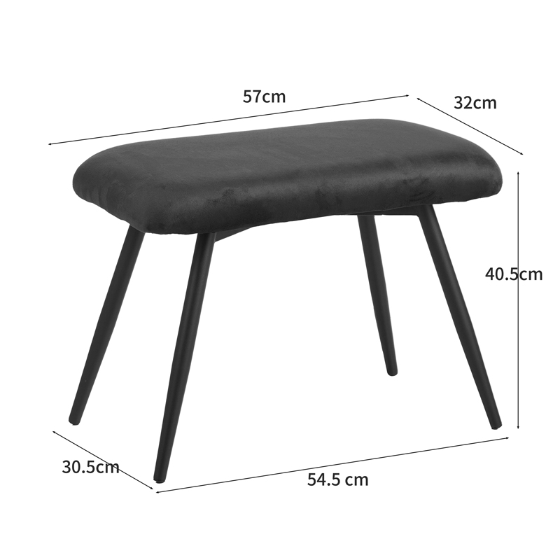 Πολυθρόνα με υποπόδιο Rueda pakoworld βελούδο σε κίτρινη απόχρωση με μαύρα μεταλλικά πόδια 71.5x66.5x99εκ