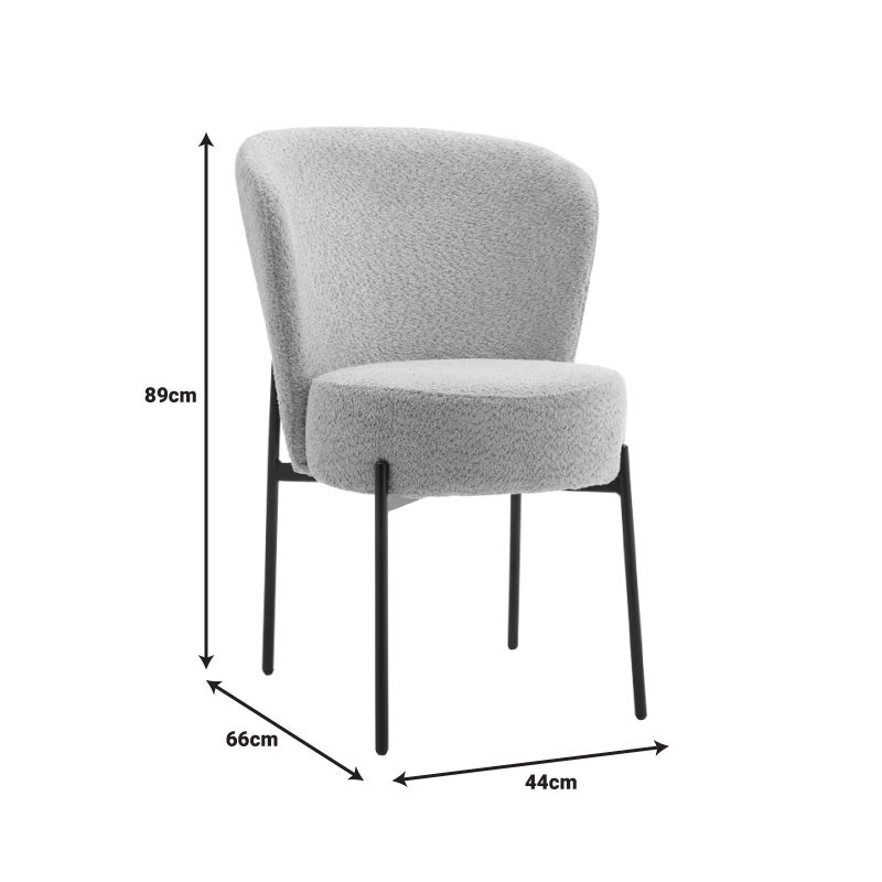 Καρέκλα Houlian pakoworld γκρι ύφασμα-πόδι μαύρο μέταλλο 44x66x89εκ