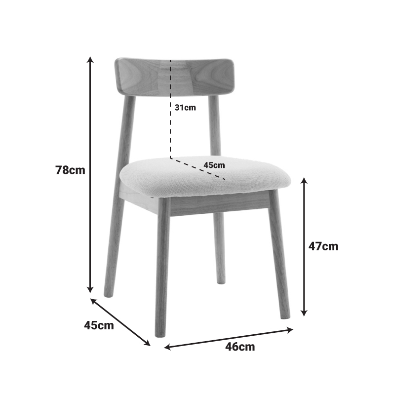 Καρέκλα Tullo pakoworld rubberwood σε φυσική απόχρωση 46x45x78εκ