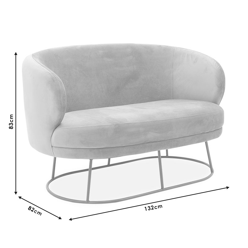 Καναπές 2θέσιος Rony pakoworld βελούδο γκρι-χρυσό 132x82x83εκ