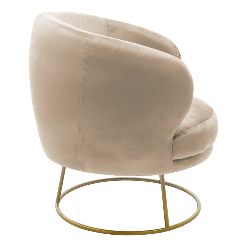 Πολυθρόνα Rony pakoworld βελούδο μπεζ-χρυσό 78x75x82εκ