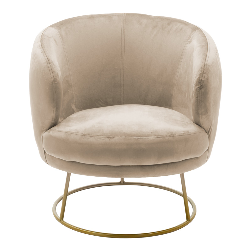 Πολυθρόνα Rony pakoworld βελούδο μπεζ-χρυσό 78x75x82εκ