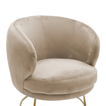 Πολυθρόνα Rony pakoworld βελούδο μπεζ-χρυσό 78x75x82εκ