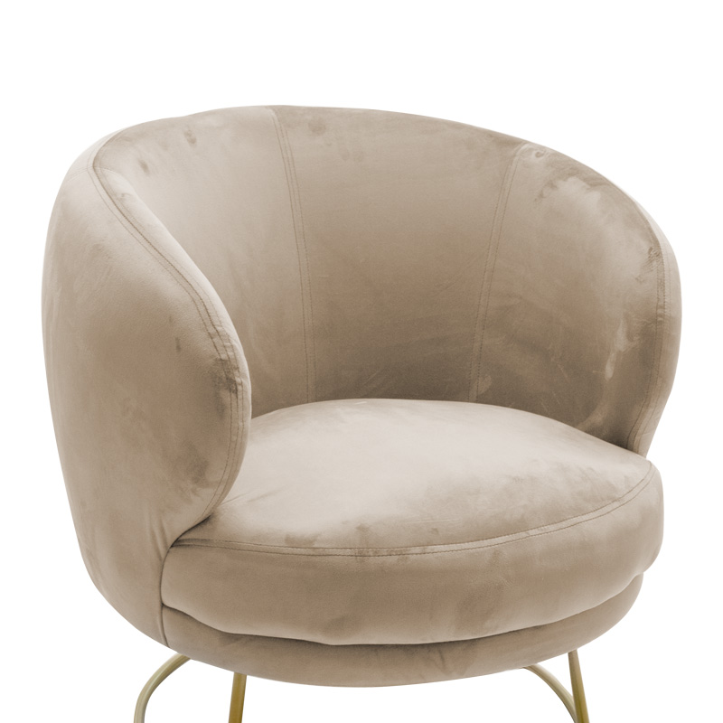 Πολυθρόνα Rony pakoworld βελούδο μπεζ-χρυσό 78x75x82εκ