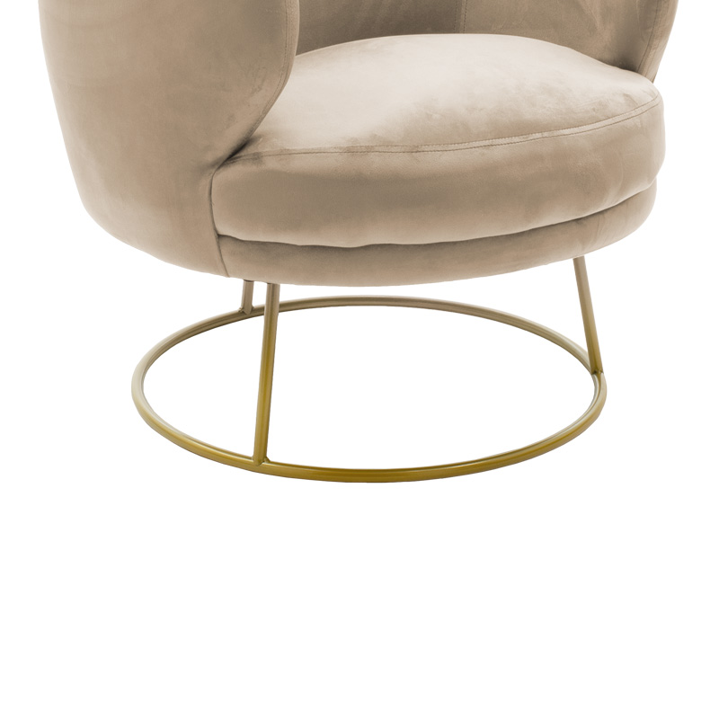 Πολυθρόνα Rony pakoworld βελούδο μπεζ-χρυσό 78x75x82εκ