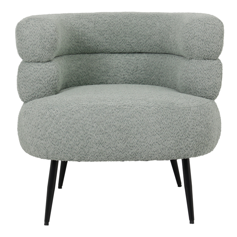 Πολυθρόνα Foleja pakoworld μπουκλέ ύφασμα σε φυστικί απόχρωση με μαύρα μεταλλικά πόδια 76x75x72εκ