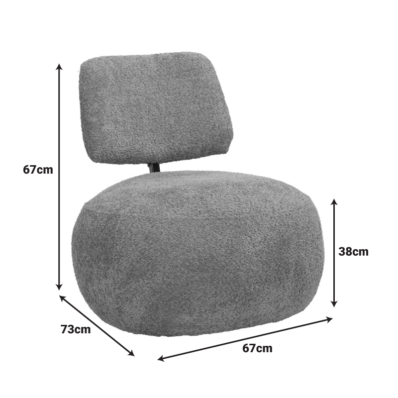 Πολυθρόνα Stonie pakoworld μπουκλέ ύφασμα σε μπεζ απόχρωση 67x73x67εκ