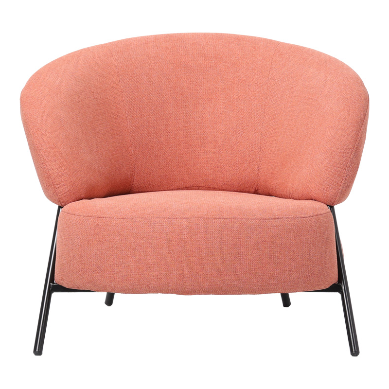 Πολυθρόνα Jennie pakoworld ύφασμα σε κεραμιδι απόχρωση με μαύρα μεταλλικά πόδια 84x84x71,5εκ