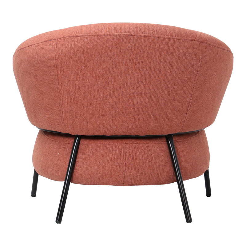 Πολυθρόνα Jennie pakoworld ύφασμα σε κεραμιδι απόχρωση με μαύρα μεταλλικά πόδια 84x84x71,5εκ