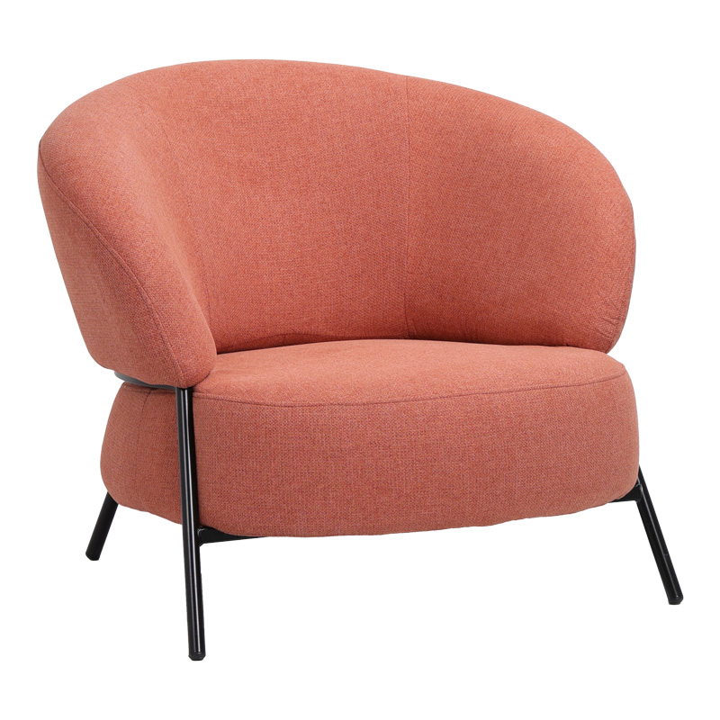 Πολυθρόνα Jennie pakoworld ύφασμα σε κεραμιδι απόχρωση με μαύρα μεταλλικά πόδια 84x84x71,5εκ