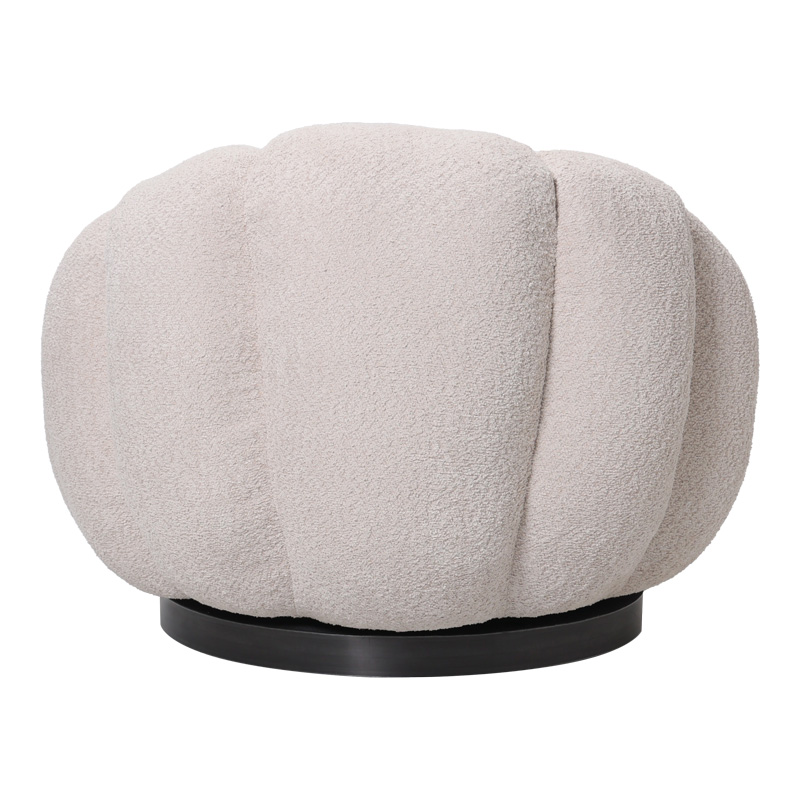 Πολυθρόνα περιστρεφόμενη Nester pakoworld μπουκλέ ύφασμα σε μπεζ απόχρωση 98x97x69εκ