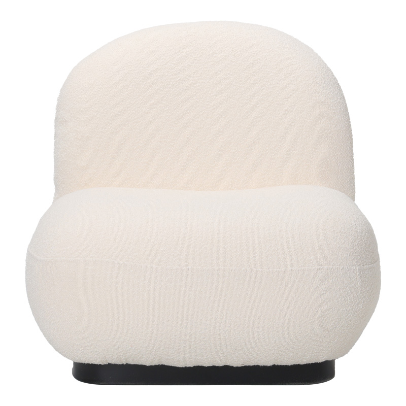 Πολυθρόνα Rosalie pakoworld μπουκλέ ύφασμα σε κρεμ απόχρωση με μαύρη βάση 85x82x77εκ