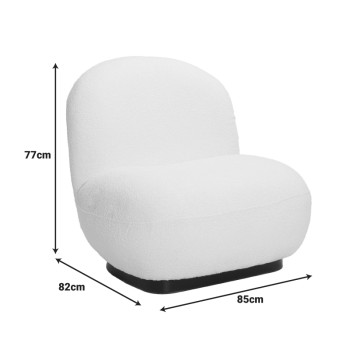 Πολυθρόνα Rosalie pakoworld μπουκλέ ύφασμα σε μπεζ απόχρωση με μαύρη βάση 85x82x77εκ