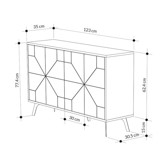 Μπουφές Ursula pakoworld μαύρο μαρμάρου 123x35x77.5εκ Μπουφές Ursula pakoworld μαύρο μαρμάρου 123x35x77.5εκ