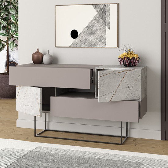 Μπουφές Roberta pakoworld μόκα-λευκό μαρμάρου 145x40x82εκ Μπουφές Roberta pakoworld μόκα-λευκό μαρμάρου 145x40x82εκ