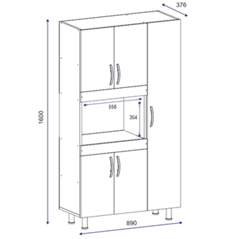 Ντουλάπα κουζίνας Defne pakoworld χρώμα λευκό-καρυδί  89x37.5x160εκ