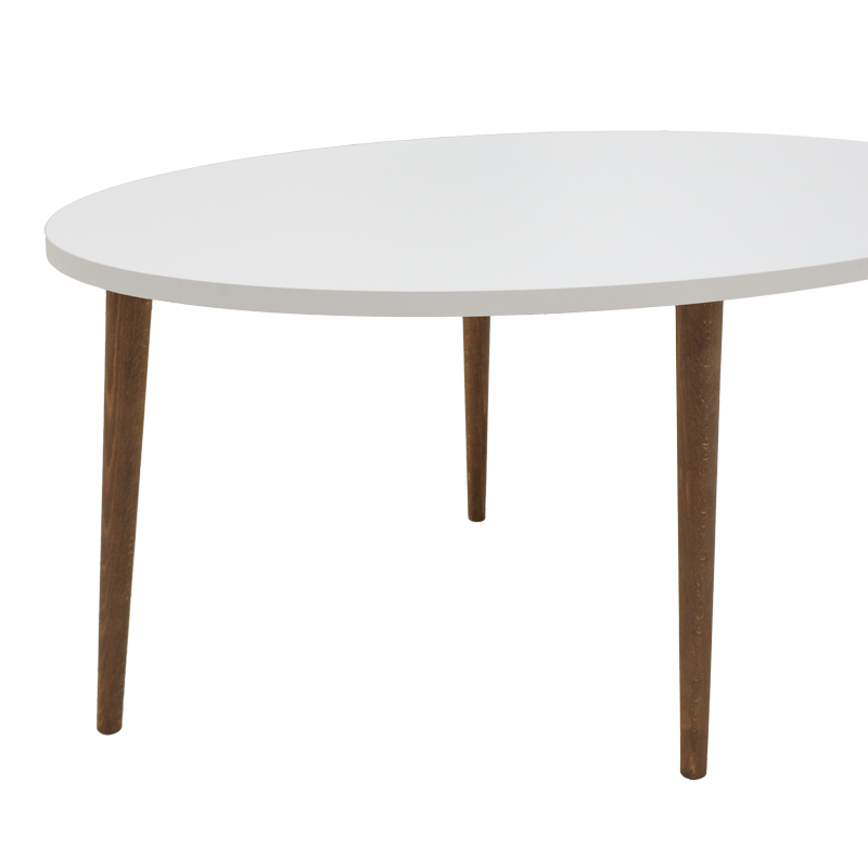 Τραπέζι σαλονιού Barton pakoworld λευκό-καφέ 90x45x40εκ