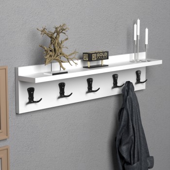 Κρεμάστρα Mec pakoworld μελαμίνη σε λευκή απόχρωση 80x9.5x18εκ