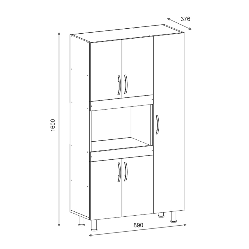 Ντουλάπα κουζίνας Defne pakoworld σε λευκή απόχρωση  89x37.5x160εκ