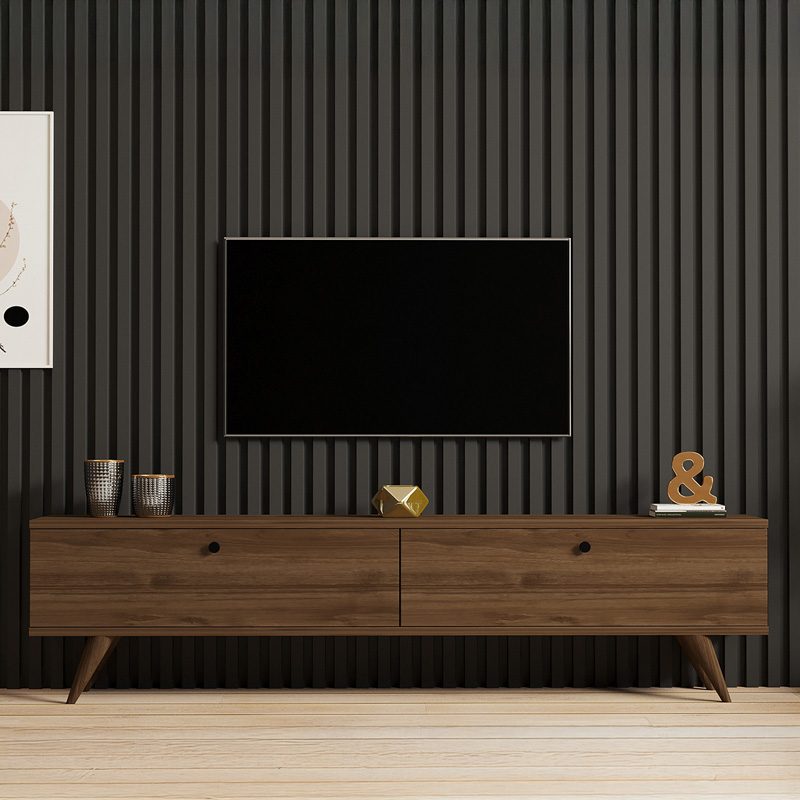 Έπιπλο τηλεόρασης Jate pakoworld σε καρυδί απόχρωση 160x25x40εκ
