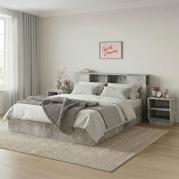 Κρεβάτι διπλό OLYMPUS pakoworld σε χρώμα antique ανθρακί 160x200εκ