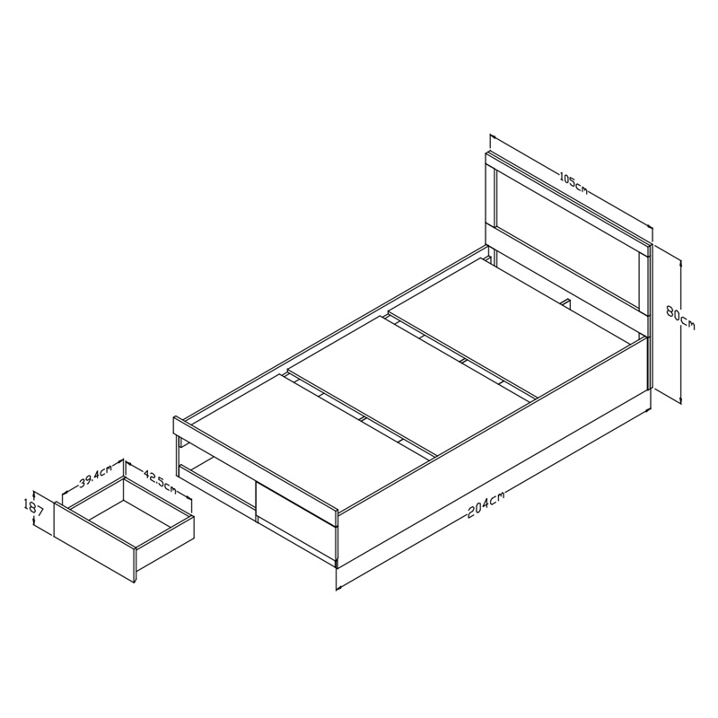 Κρεβάτι μονό Olympus pakoworld με συρτάρι castillo-oak 100x200εκ
