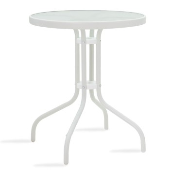 Τραπέζι Watson pakoworld μέταλλο λευκό-γυαλί Φ60x70εκ