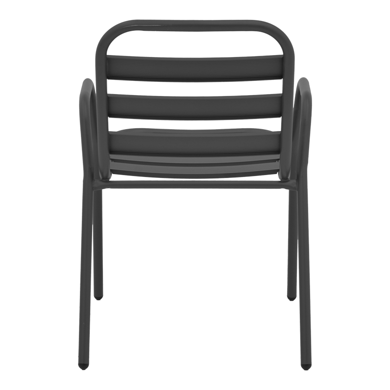 Πολυθρόνα Sussie pakoworld στοιβαζόμενη ανθρακί μέταλλο με φέτες αλουμινίου 45x62x76εκ