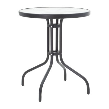 Τραπεζαρία Watson-Sussie pakoworld σετ 3τεμ μέταλλο μαύρο-γυαλί Φ60x70εκ