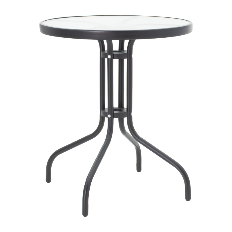 Τραπεζαρία Watson-Sussie pakoworld σετ 3τεμ μέταλλο μαύρο-γυαλί Φ60x70εκ