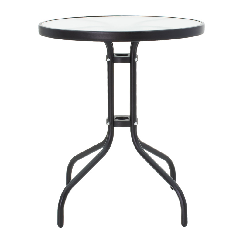 Τραπεζαρία Watson-Sussie pakoworld σετ 3τεμ μέταλλο μαύρο-γυαλί Φ60x70εκ