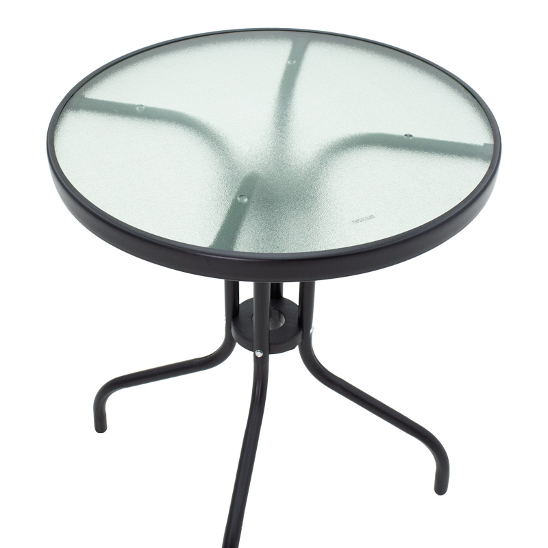 Τραπεζαρία Watson-Sussie pakoworld σετ 3τεμ μέταλλο μαύρο-γυαλί Φ60x70εκ