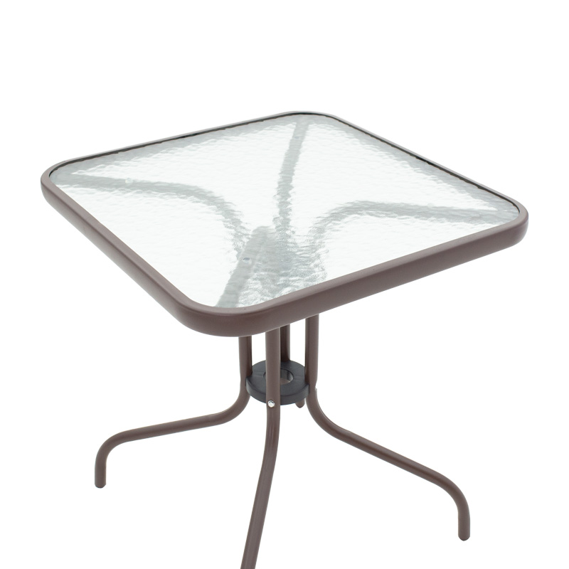 Τραπεζαρία Watson-Sussie pakoworld σετ 3τεμ μέταλλο καφέ-γυαλί 60x60x70εκ