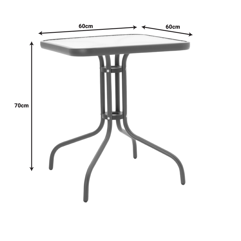 Τραπεζαρία Watson-Sussie pakoworld σετ 3τεμ μέταλλο καφέ-γυαλί 60x60x70εκ