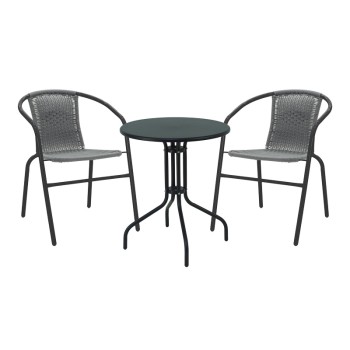 Τραπεζαρία Vergo-Obbi pakoworld 3τεμ μαύρο μέταλλο Φ60x70εκ