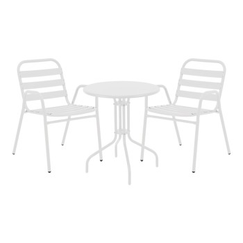 Τραπεζαρία Vergo-Sussie pakoworld σετ 3τεμ λευκό μέταλλο Φ60x70εκ