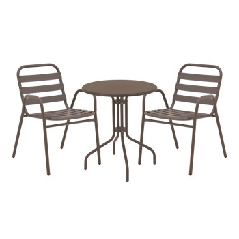 Τραπεζαρία Vergo-Sussie pakoworld σετ 3 τεμ καφέ μέταλλο Φ60x70εκ