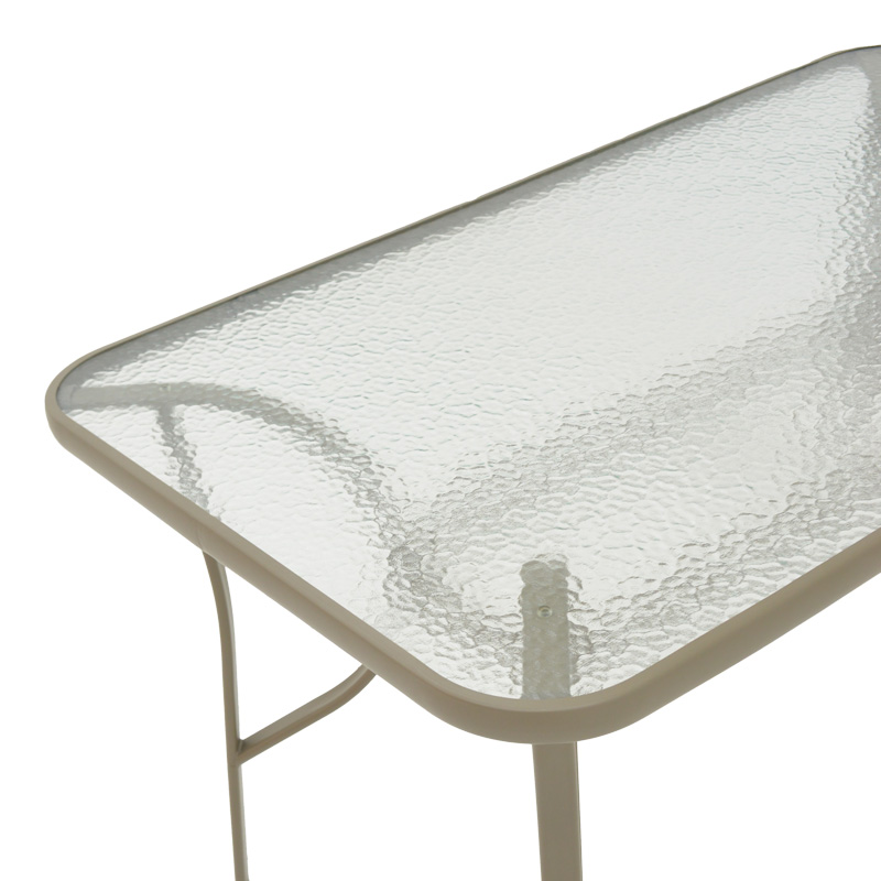 Τραπεζαρία Tade-Ensure pakoworld 5τεμ μέταλλο-γυαλί σε σαμπανιζέ απόχρωση 140x80x70εκ