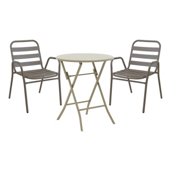 Τραπεζαρία Albero-Sussie pakoworld 3τεμ μέταλλο σε σαμπανιζέ απόχρωση Φ60x70εκ