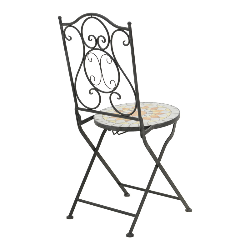 Τραπεζαρία Sellis pakoworld σετ 3τεμ μωσαικό-μέταλλο μαύρο