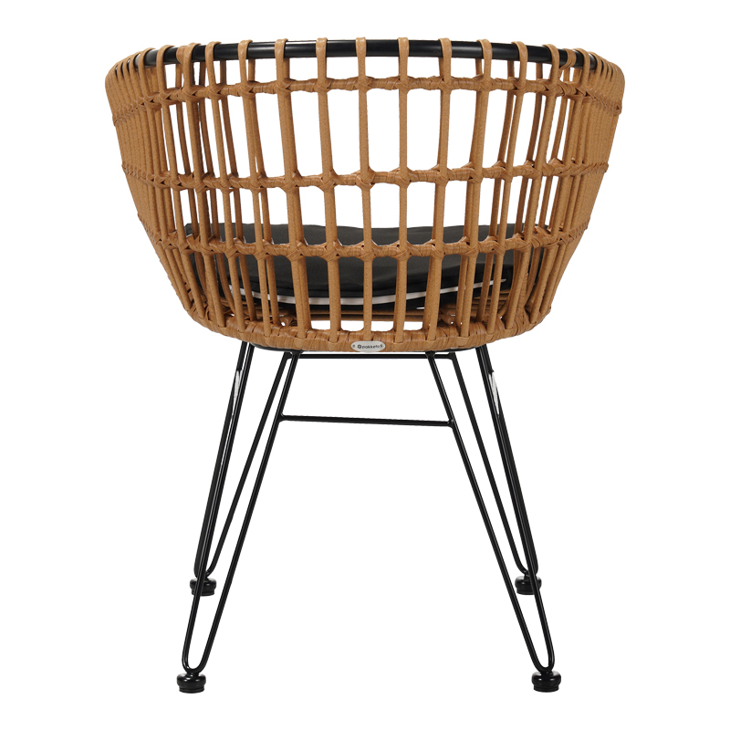 Πολυθρόνα Naoki pakoworld μαύρο μέταλλο-pe φυσικό