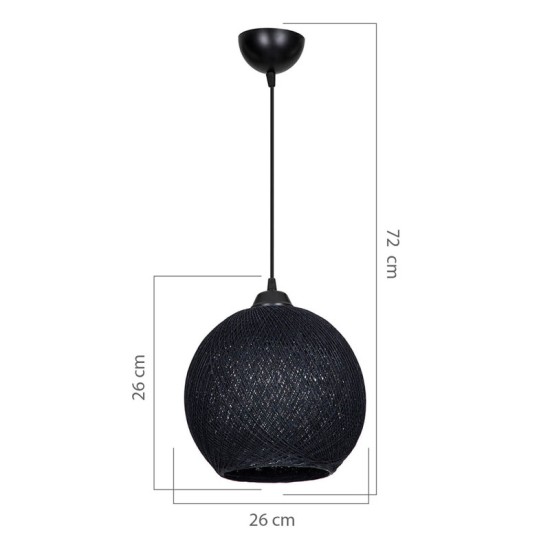 Φωτιστικό οροφής μονόφωτο Leshia pakoworld Ε27 μαύρο Φ26x26εκ
