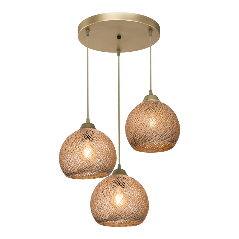 Φωτιστικό οροφής τρίφωτο PWL-1121 pakoworld Ε27 μπεζ-χρυσό Φ40x80εκ