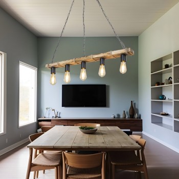 Φωτιστικό οροφής πεντάφωτο Lagoon pakoworld Ε27 σε καφέ απόχρωση 100x8.5x10.5εκ