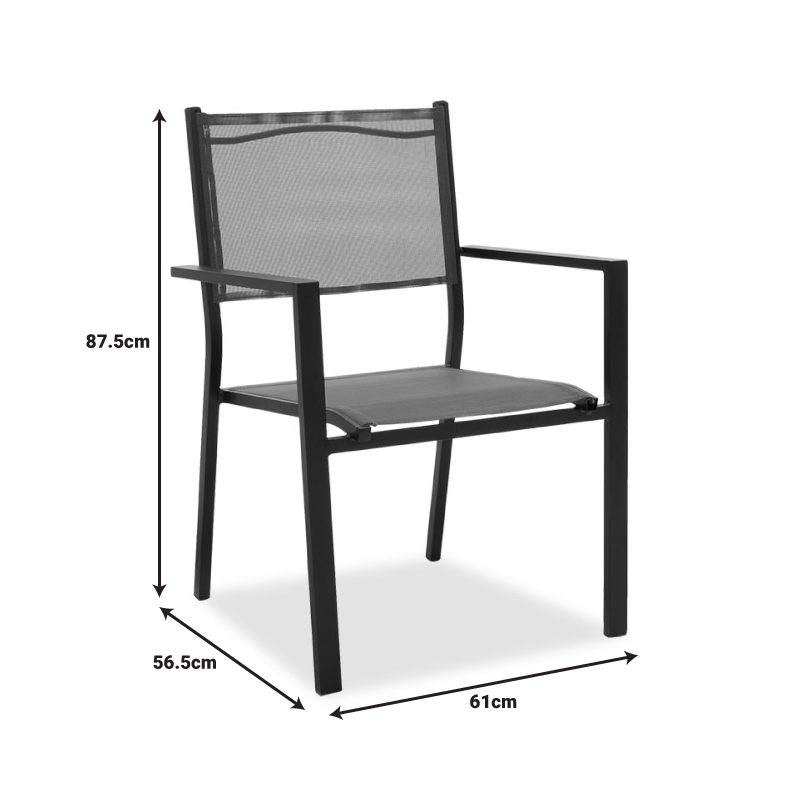 Πολυθρόνα Moly pakoworld αλουμίνιο μαύρο textilene ανθρακί