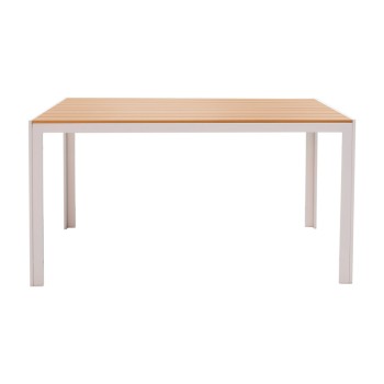 Τραπέζι Nares pakoworld αλουμίνιο λευκό-plywood φυσικό 140x80x72.5εκ