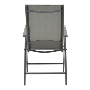 Πολυθρόνα Candor pakoworld ανθρακί μέταλλο και γκρι textilene 51.5x63.5x107εκ