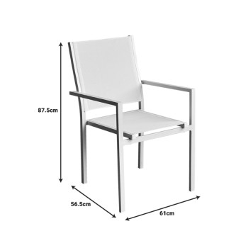 Πολυθρόνα Zacreta pakoworld αλουμίνιο-textilene σε λευκή απόχρωση 56x61x87.5εκ