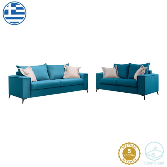 Σετ σαλονιού 2τεμ Verona pakoworld πετρόλ ύφασμα με μαξιλάρια σε μπεζ απόχρωση Σετ σαλονιού 2τεμ Verona pakoworld πετρόλ ύφασμα με μαξιλάρια σε μπεζ απόχρωση