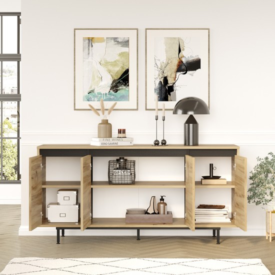 Μπουφές Jethro pakoworld sonoma-wenge 160x44.5x75.5εκ Μπουφές Jethro pakoworld sonoma-wenge 160x44.5x75.5εκ